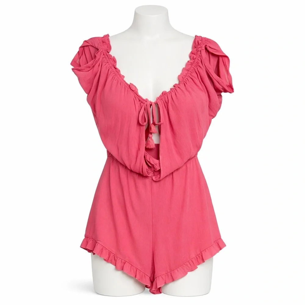 TOPSHOP Pink Ruffled Romper